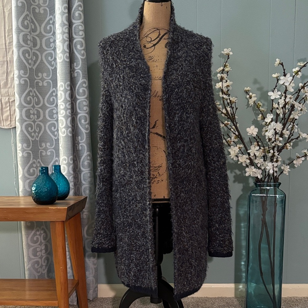 Italian-Made Silvia Novelli Mohair/Wool-Blend Chunky Open Cardigan